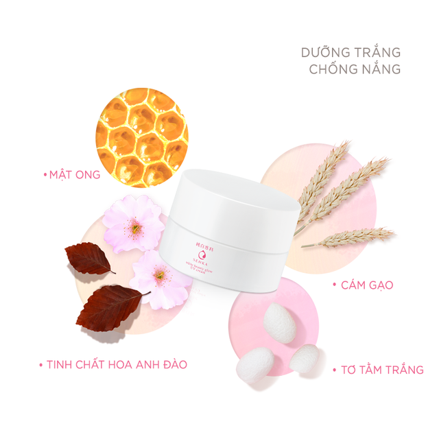 Kem Dưỡng Hỗ Trợ Sáng Da, Giảm Thâm Nám Ban Ngày Senka Aqua Bright Glow UV Moist Whip SPF25+/PA++ 50g