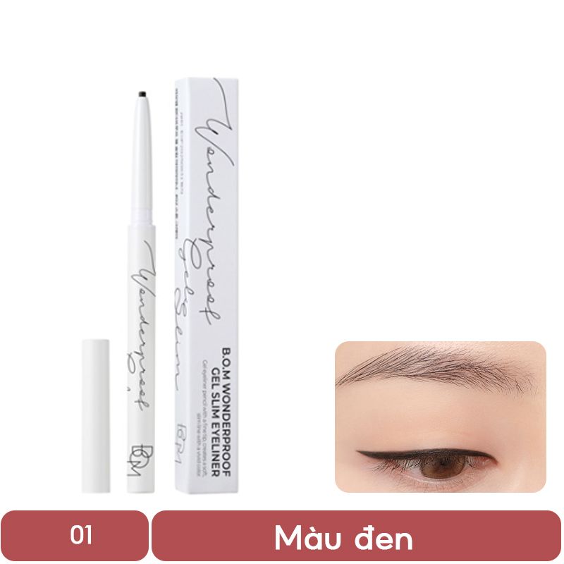 Chì Kẻ Mắt Siêu Mảnh, Lâu Trôi B.O.M Wonderproof Gel Slim Eyeliner 0.1g