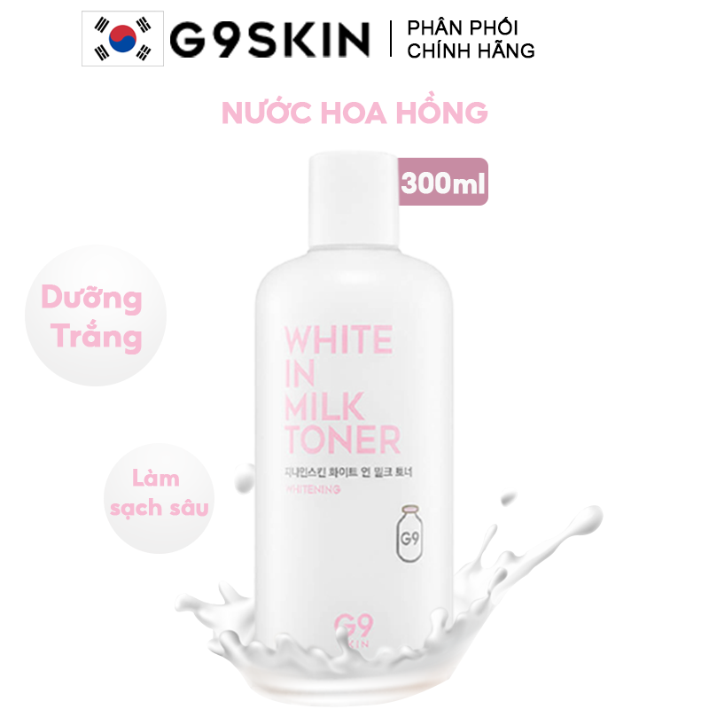 Nước Hoa Hồng Hỗ Trợ Dưỡng Trắng Da G9Skin White In Milk Toner 300ml