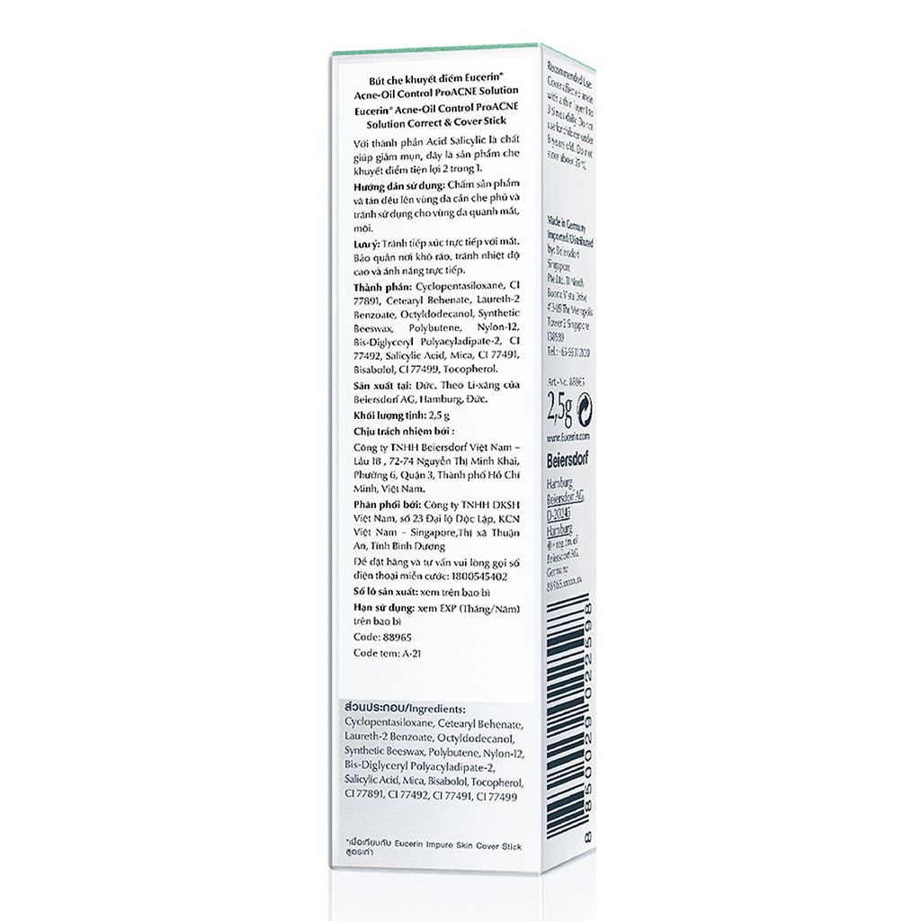 Che Khuyết Điểm Cho Da Mụn Eucerin Acne-Oil Control Pro Acne Solution Correct Cover Stick 2g
