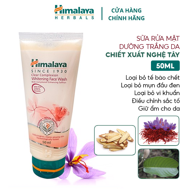 [Mini 50ml]  Sữa Rửa Mặt Dưỡng Trắng Da Chiết Xuất Nghệ Tây Himalaya Clear Complete Whitening Face Wash