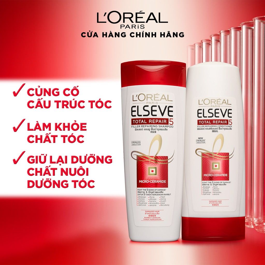 [650ml] Dầu Gội Phục Hồi Tóc Hư Tổn L'Oreal Elseve Total Repair 5 Shampoo