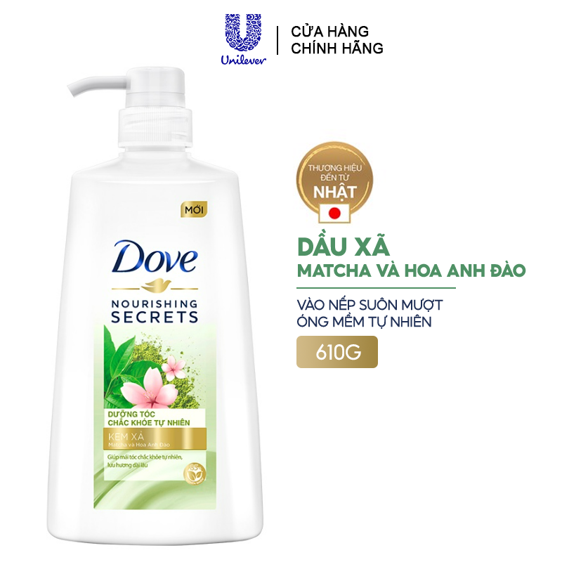 Kem Xả Dưỡng Tóc Chắc Khỏe Tự Nhiên Matcha Và Hoa Anh Đào Dove Nourishing Secret 610g