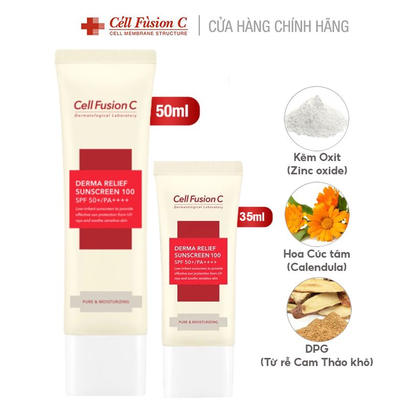 Kem Chống Nắng Dịu Nhẹ, An Toàn Cho Mọi Loại Da Cell Fusion C Derma Relief Sunscreen 100 SPF50+/PA++++