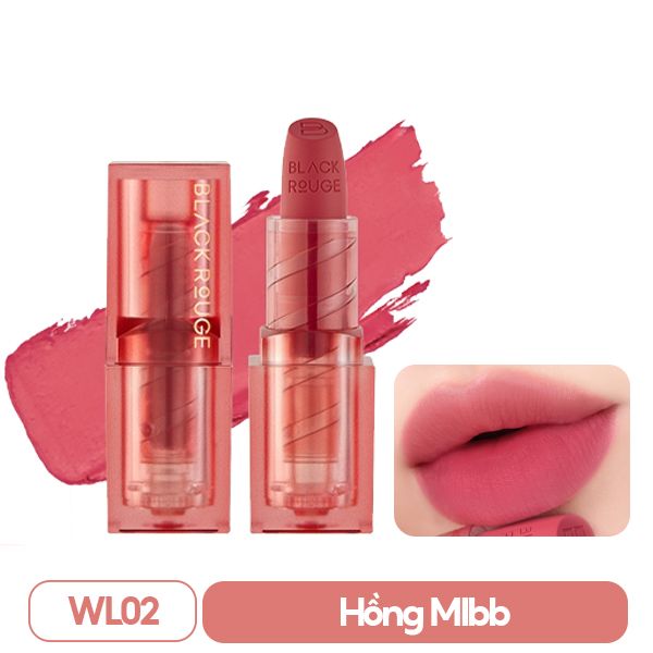 Son Thỏi Lì, Mịn Mượt Môi, Lên Màu Chuẩn Black Rouge Wearable Velvet Lipstick 4.4g