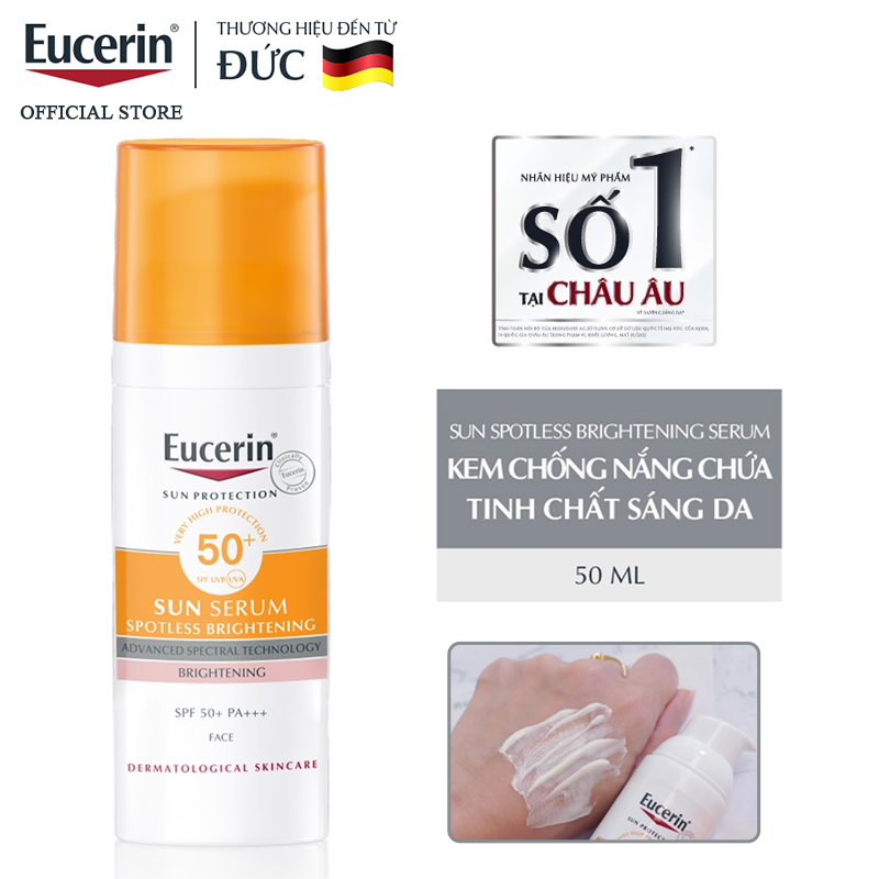 Kem Chống Nắng Chứa Tinh Chất Dưỡng Trắng Da Eucerin Sun Spotless Brightening Serum SPF 50+/PA+++ 50ml