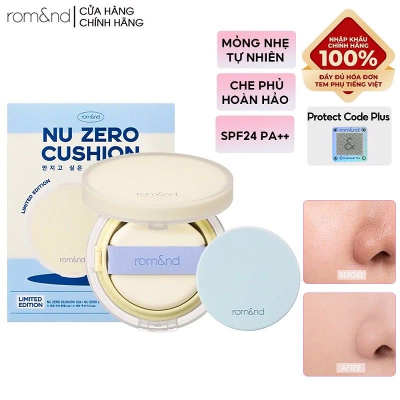 [Set 2 Hộp] Phấn Nước Che Phủ Hoàn Hảo, Mỏng Nhẹ Tự Nhiên Romand Milk Grocery Nu Zero Cushion Mini