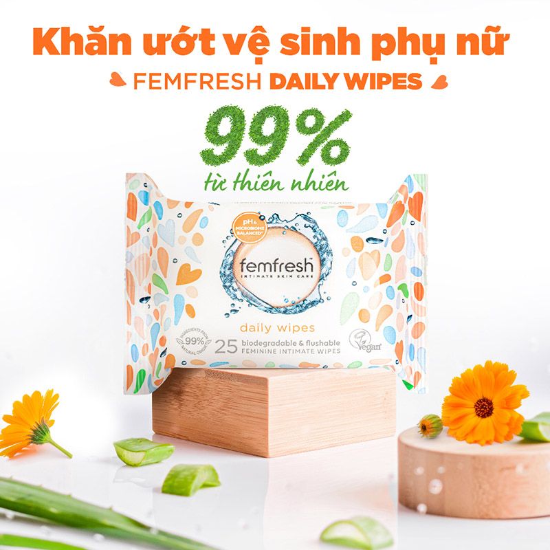 Khăn Ướt Vệ Sinh Vùng Kín Phụ Nữ Cao Cấp Femfresh Intimate Skincare Wipes (Che tên sản phẩm khi giao hàng)