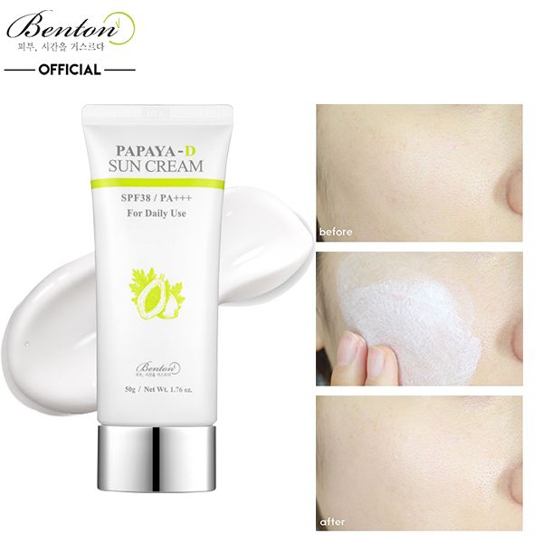 Kem Chống Nắng Benton Cấp Ẩm, Ngăn Ngừa Bóng Dầu Chiết Xuất Đu Đủ Papaya-D Sun Cream 50g