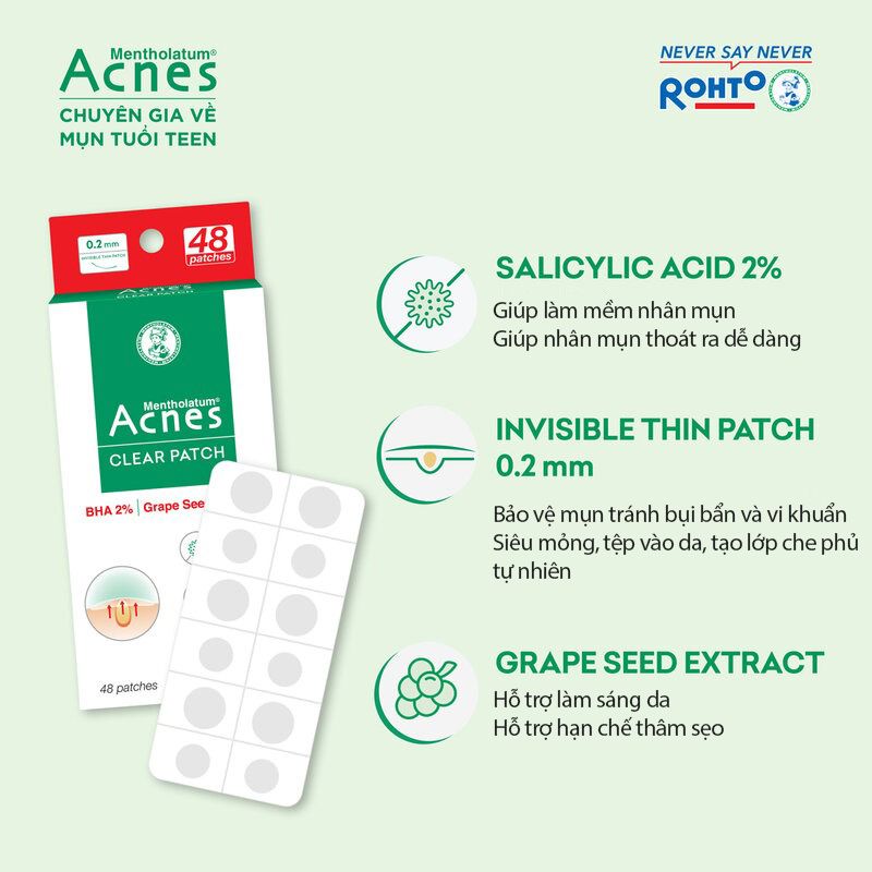 [24 MIẾNG - 48 MIẾNG] Miếng Dán Mụn Acnes Clear Patch