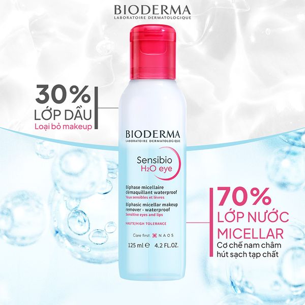 Tẩy Trang Mắt Môi Bioderma Sạch Thoáng, Mềm Mịn Sensibio H2O Eye 125ml