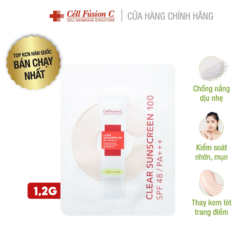 [Sample 1.2g] Kem Chống Nắng Giảm Mụn, Kiềm Dầu Cell Fusion C Clear Sunscreen 100 SPF48/PA+++