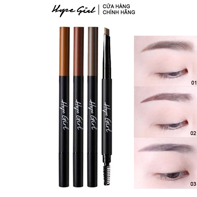 Chì Kẻ Mày Ngang Hai Đầu Hope Girl 3D Edge Eyebrow Pencil 0.35g #3 NÂU XÁM