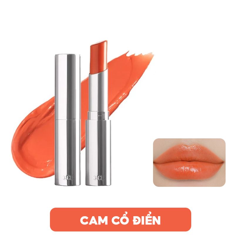 Son Thỏi Màu, Dưỡng Ẩm Cho Đôi Môi Mềm Mại Căng Bóng 3CE Glow Lip Color 3g