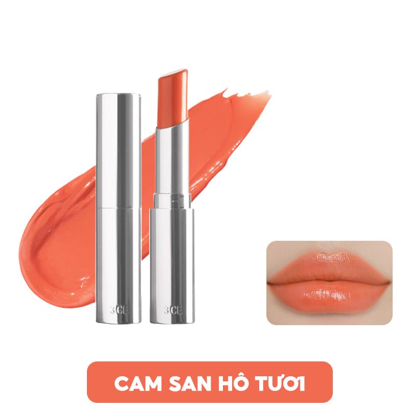 Son Thỏi Màu, Dưỡng Ẩm Cho Đôi Môi Mềm Mại Căng Bóng 3CE Glow Lip Color 3g