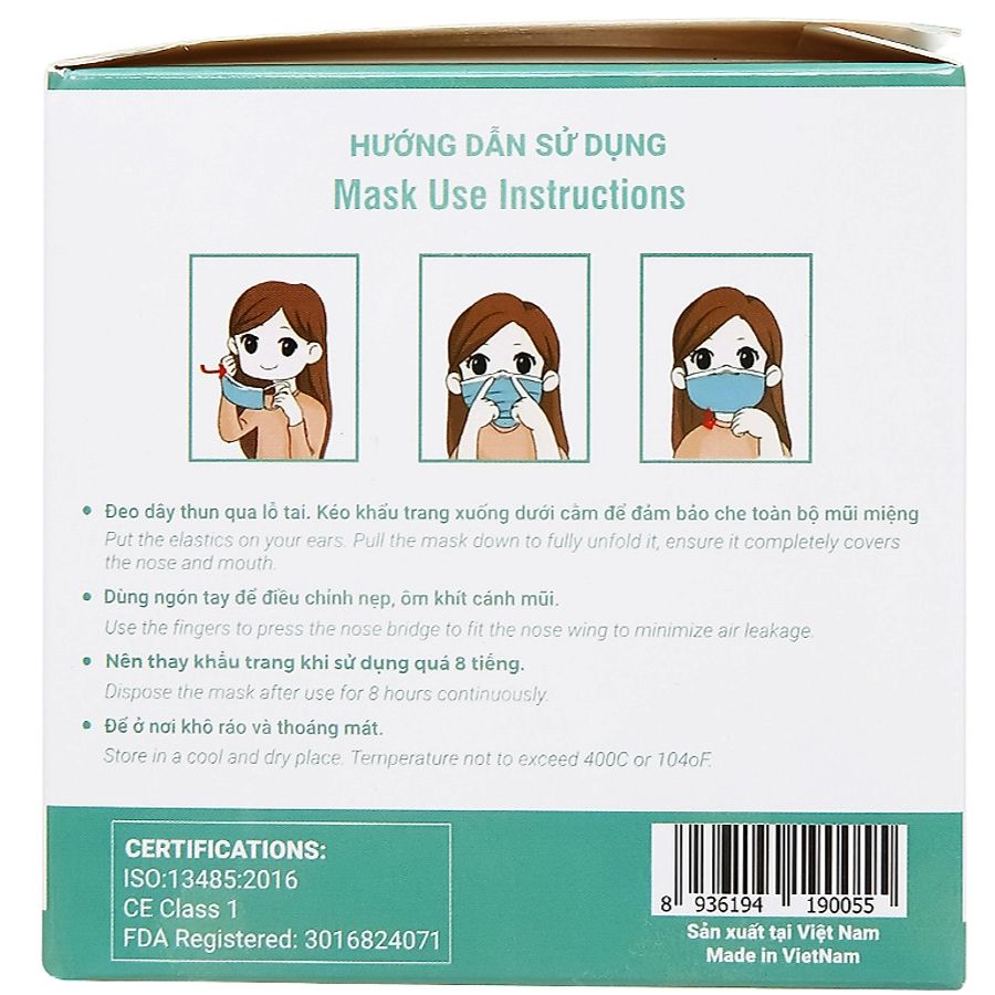 [Tiêu Chuẩn Xuất Khẩu Hoa Kỳ] Khẩu Trang Y Tế Trẻ Em Kháng Khuẩn Ecom MED Kid's Mask