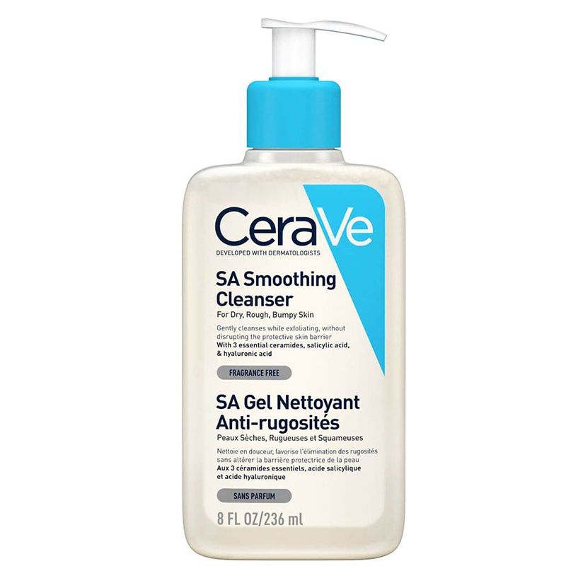 Sữa Rửa Mặt Làm Sạch Sâu Cho Da Mụn, Tẩy Da Chết Dịu Nhẹ Cerave Developed With Dermatologists SA Smoothing Cleanser 236ml