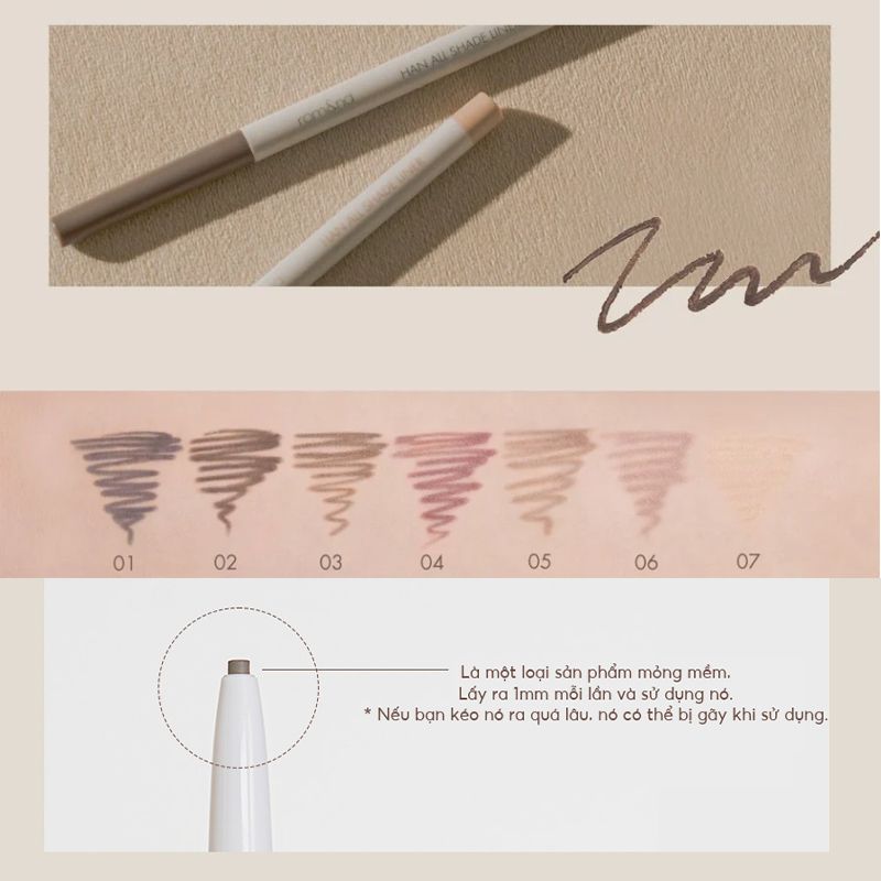 Chì Kẻ Mắt Dạng Sáp Nét Mảnh, Lâu Trôi Romand Han All Shade Liner 0.09g