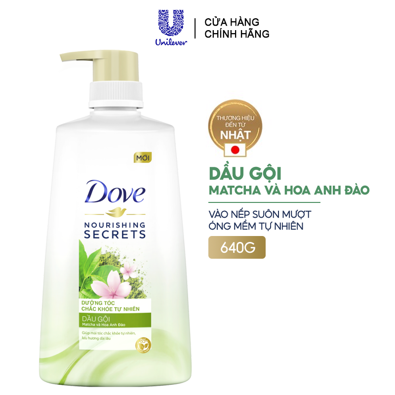 [640g] Dầu Gội Vào Nếp Suôn Mượt, Óng Mềm Tự Nhiên DOVE Nourishing Secret Dầu Gội Matcha Và Hoa Anh Đào