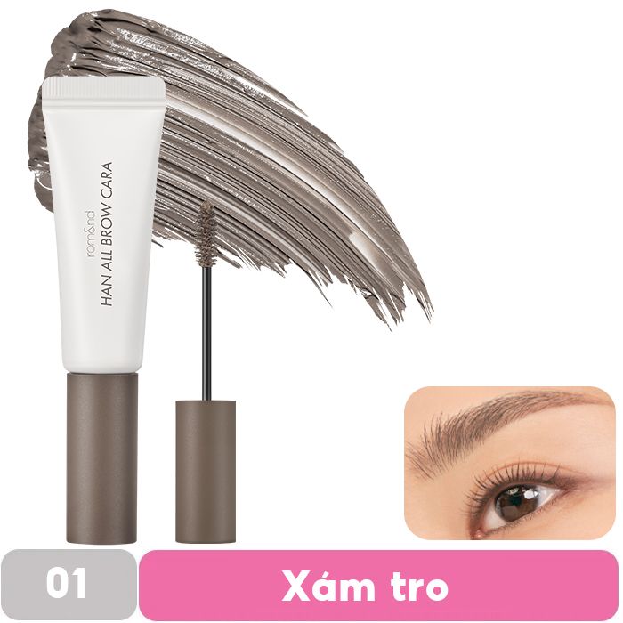 Mascara Chân Mày Siêu Tự Nhiên, Bền Màu, Lâu Trôi Romand Han All Brow Cara 9g