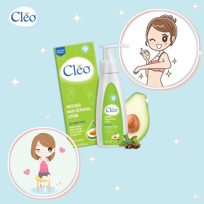 Kem Tẩy Lông Dạng Sữa Cho Mọi Loại Da CLEO Avocado Hair Removal Lotion 90ml