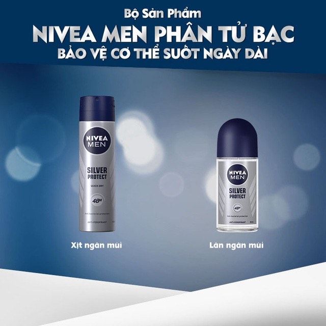 Lăn Ngăn Mùi Cho Nam Phân Tử Bạc Nivea Men Silver Protect Anti-Perspirant Roll On (Che tên sản phẩm khi giao hàng)