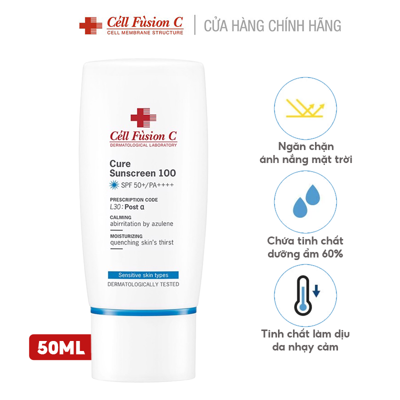 Kem Chống Nắng Dưỡng Ẩm, Cấp Nước Cho Da Khô, Dễ Kích Ứng Cell Fusion C Cure Sunscreen 100 50ml