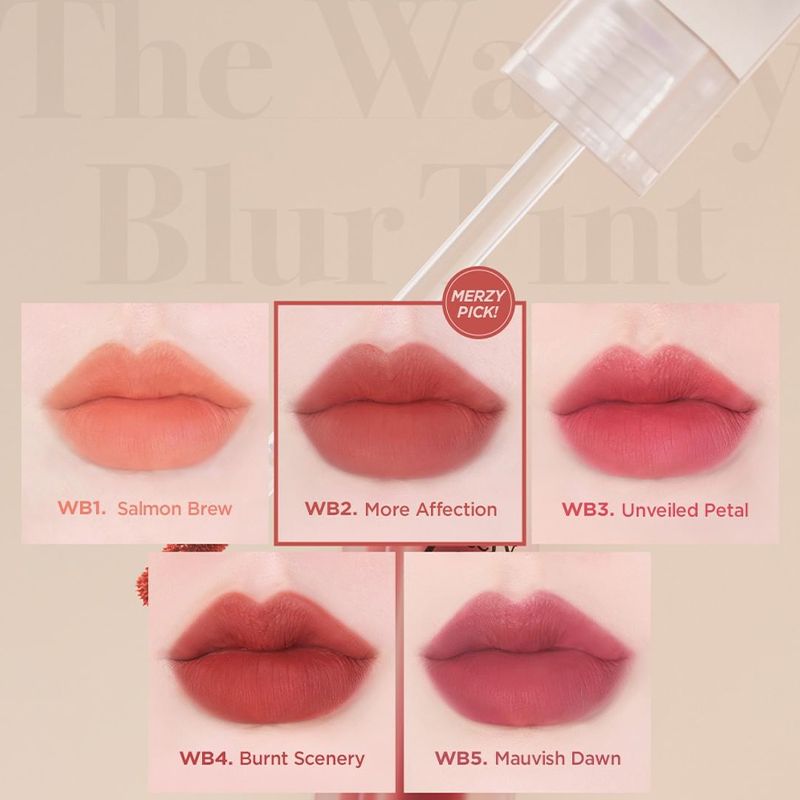 Son Kem Lì Lên Màu Chuẩn, Mịn Mượt Nhẹ Môi Merzy The Watery Blur Tint 4ml