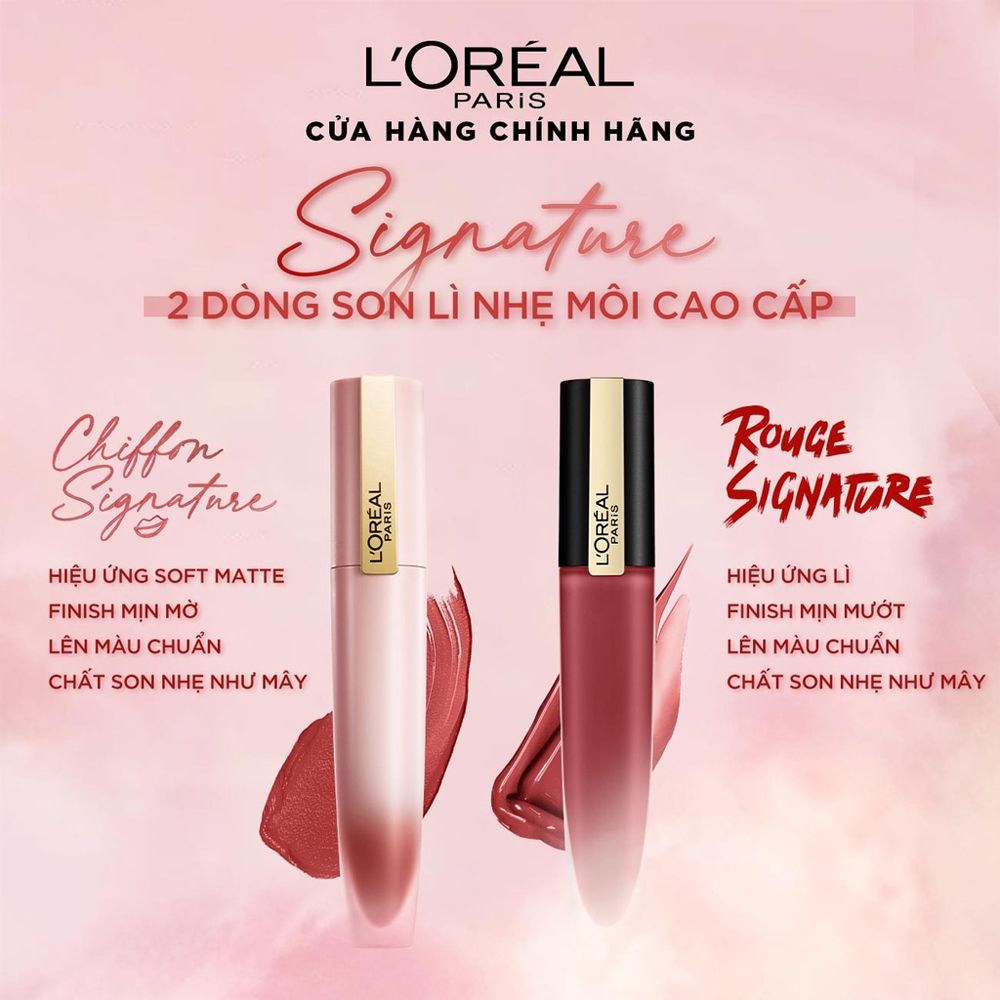 Son Kem Lì, Mịn Mượt Nhẹ Môi L’Oreal Paris Chiffon Signature Matte Liquid Lipstick 7ml