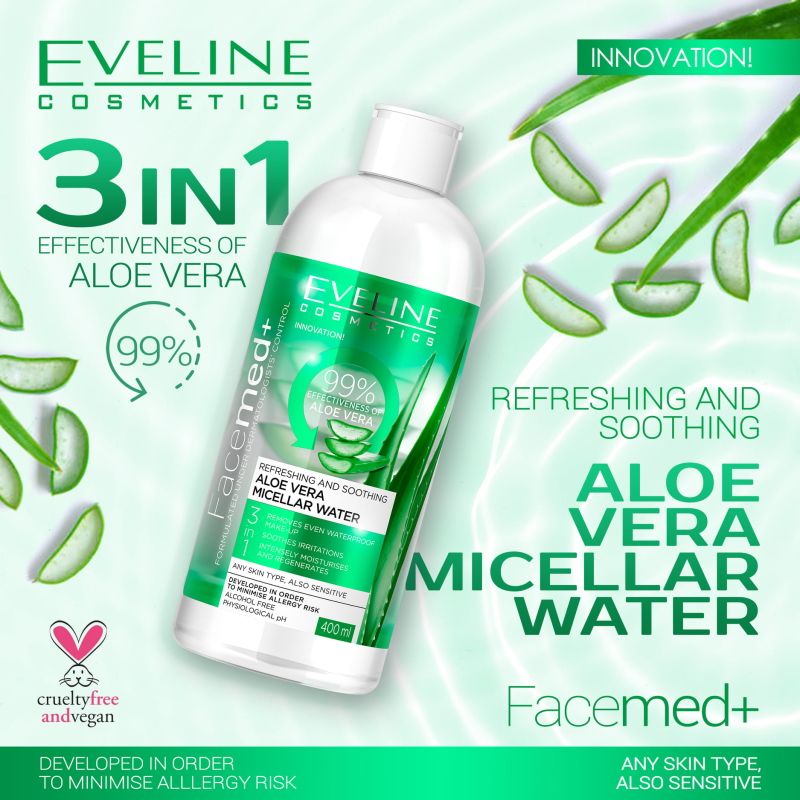 Nước Tẩy Trang Làm Sạch, Dưỡng Ẩm Da Eveline Facemed+ Micellar Water 400ml