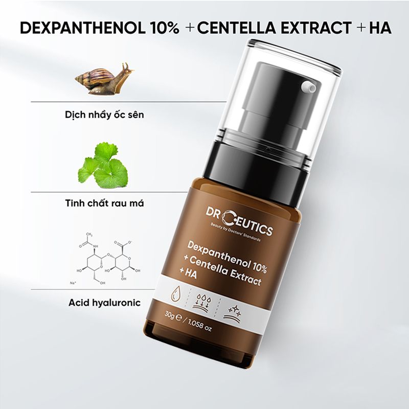 Serum DrCeutics Tinh Chất Dưỡng Cấp Ẩm, Làm Dịu Da DrCeutics Dexpanthenol 10% + Centella Extract + HA 30g