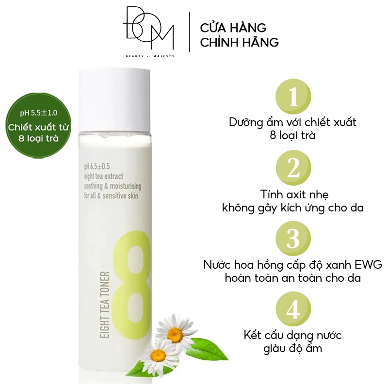 Nước Hoa Hồng Chiết Xuất 8 Loại Trà B.O.M Eight Tea Cleansing Toner 150ml