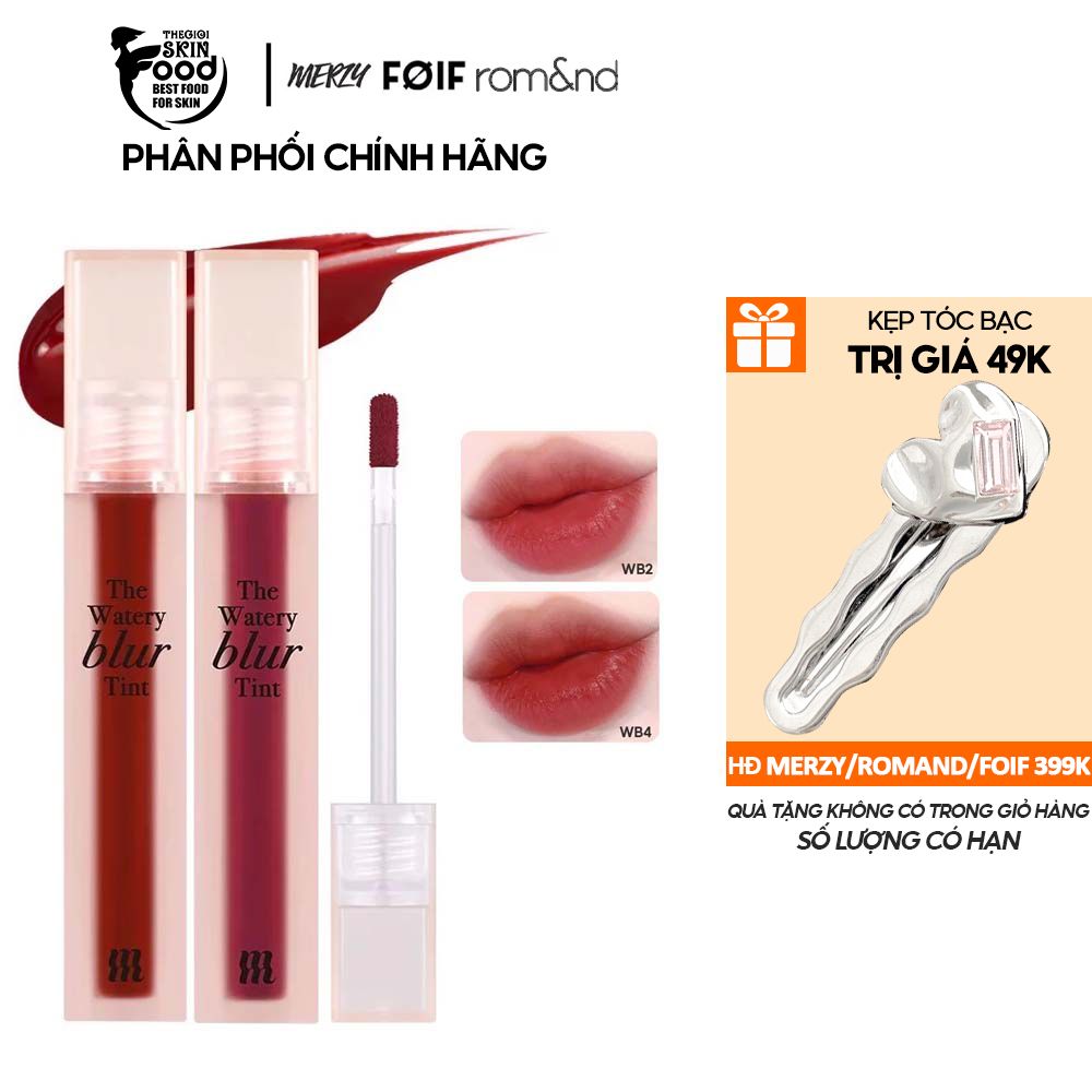 Son Kem Lì Lên Màu Chuẩn, Mịn Mượt Nhẹ Môi Merzy The Watery Blur Tint 4ml