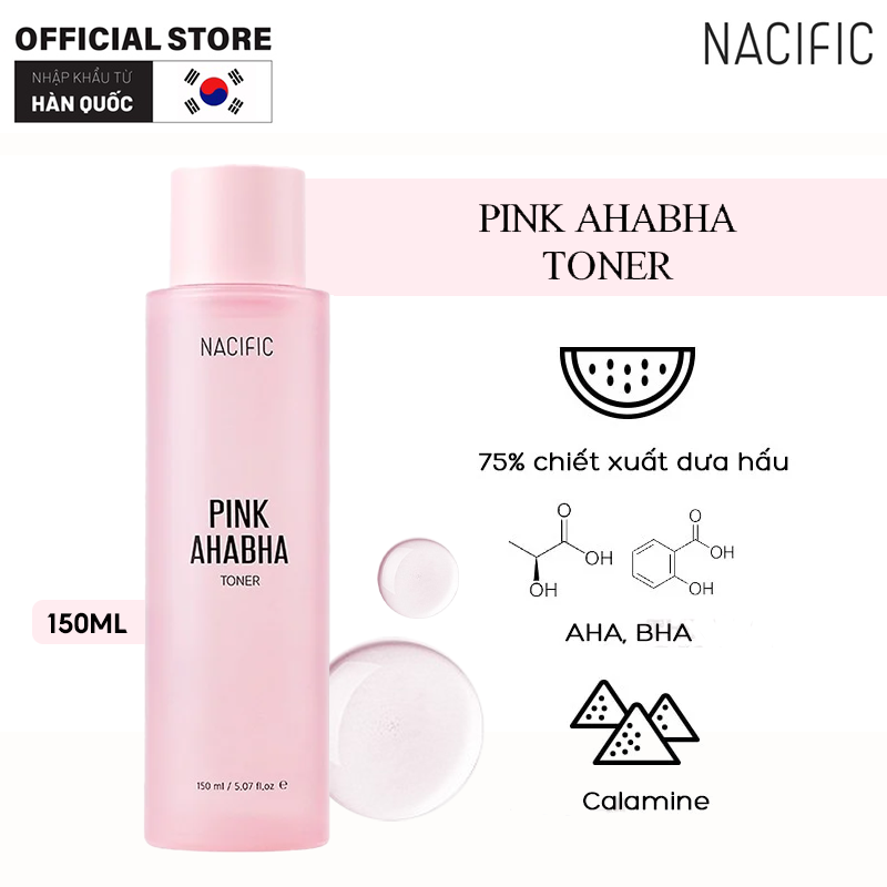 Nước Hoa Hồng Loại Bỏ Tế Bào Chết, Làm Dịu Da NACIFIC Pink AHABHA Toner 150ml