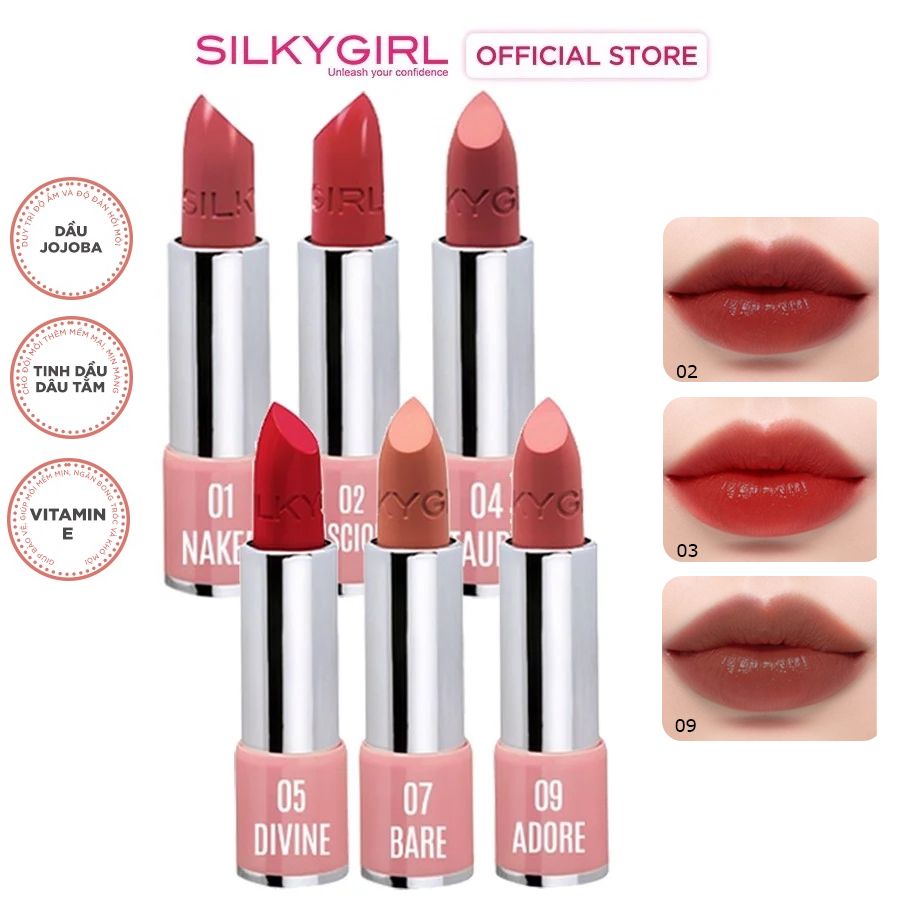 Son Thỏi Màu Có Dưỡng, Dưỡng Ẩm Môi Mềm Mại Silkygirl Moisture Rich Lipcolor 3.2g