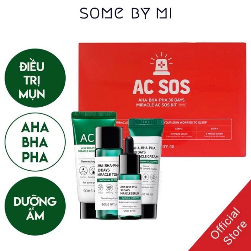 [4 Items] Bộ Dưỡng Giảm Mụn Some By Mi Miracle AC SOS Kit