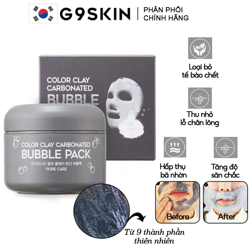 Mặt Nạ Bùn Sủi Bọt, Làm Sạch Lỗ Chân Lông, Loại Bỏ Bã Nhờn G9SKIN Color Clay Carbonated Bubble Pack 100ml (date 1/2025)