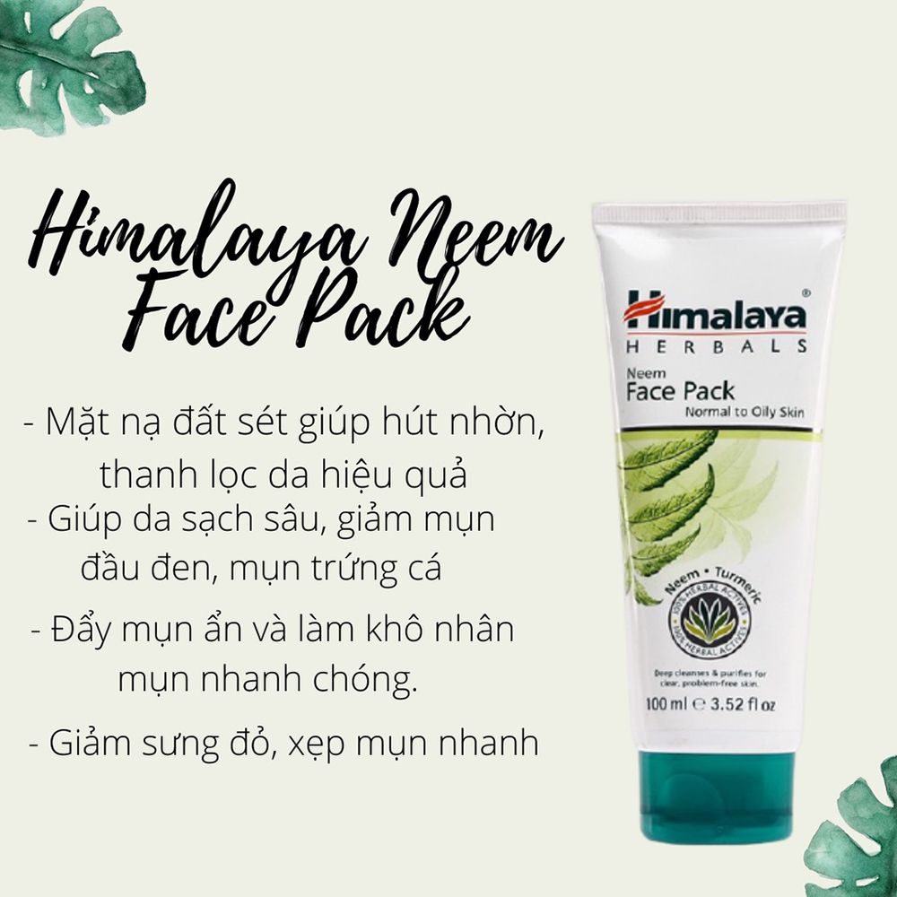 Mặt Nạ Đất Sét Kiểm Soát Dầu Chiết Xuất lá Neem Himalaya Neem Face Pack