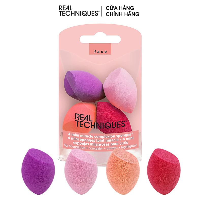 Set 4 Bông Mút Trang Điểm Mini Real Techniques 4 Mini Miracle Complexion Sponges