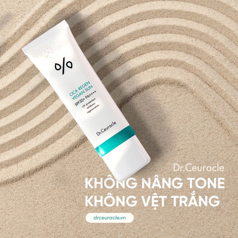 Kem Chống Nắng Làm Dịu Da, Ngăn Ngừa Khói Bụi, Dành Cho Da Nhạy Cảm Dr.Ceuracle Cica Regen Vegan Sun SPF50+/PA++++ 50ml