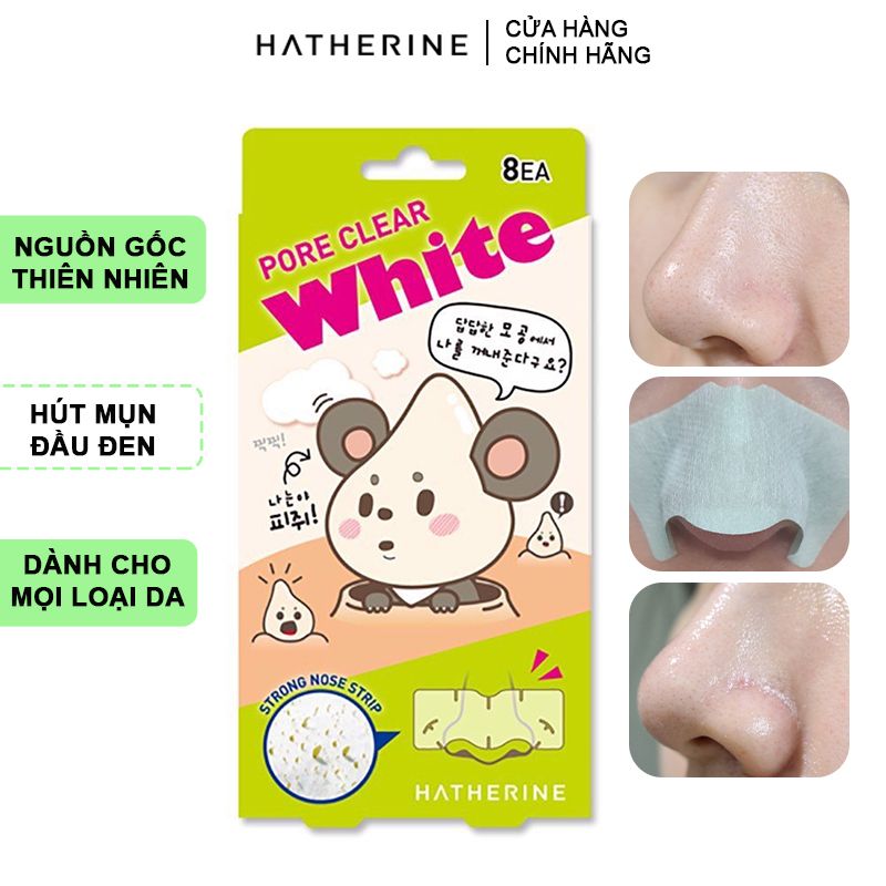 [1 Miếng] Miếng Dán Lột Mụn Đầu Đen Hatherine Pore Clear White Strong Nose Strip