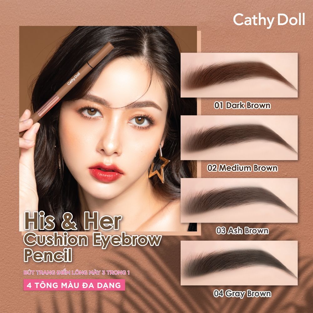 Chì Kẻ Mày 3 Trong 1 Cathy Doll His & Her Cushion Eyebrow Pencil