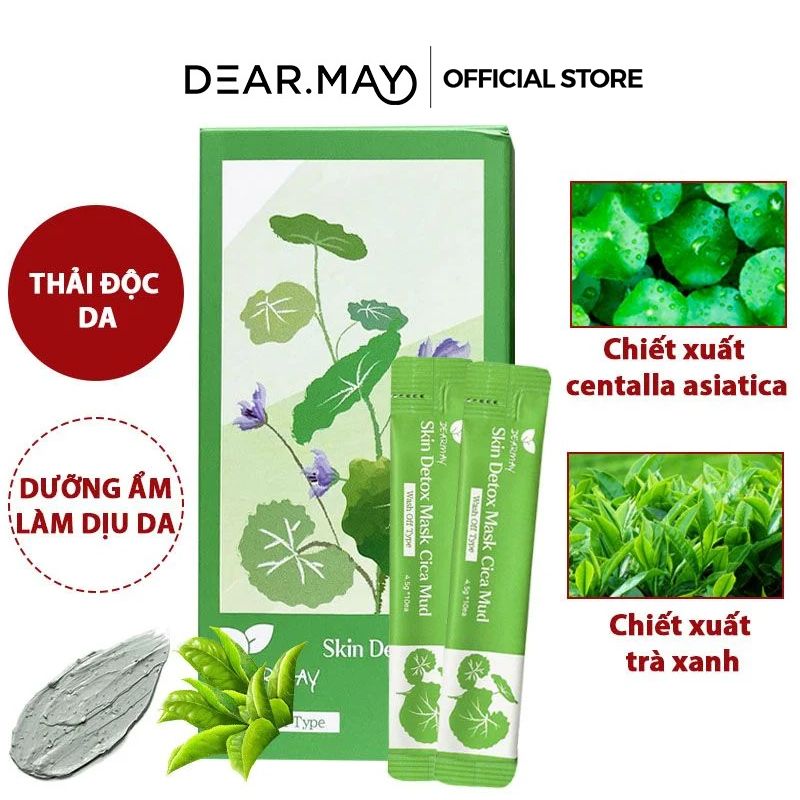 Mặt Nạ Đất Sét Thải Độc Da Chiết Xuất Rau Má Dearmay Skin Detox Mask Cica Mud