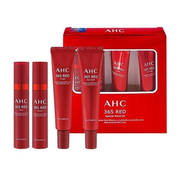 [4 Items] Bộ Kit Dưỡng Chống Lão Hóa, Làm Sáng Da AHC 365 Red Special Travel Kit