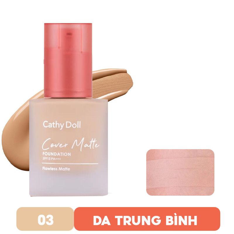 Kem Nền Kiềm Dầu, Che Phủ Tự Nhiên Cathy Doll Cover Matte Foundation SPF15 PA+++