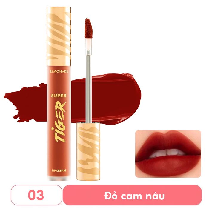 Son Kem Lì, Mịn Mượt Nhẹ Môi Lemonade Supertiger Lipcream 5g #02 WILD