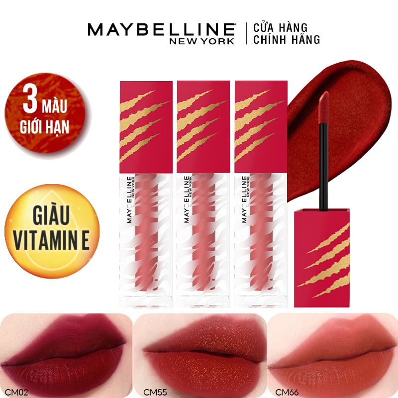 [Phiên Bản Giới Hạn] Son Kem Mịn Lì Như Nhung Maybelline Cushion Mattes New York Limited 6.4ml - CM55 - ĐỎ ÁNH KIM