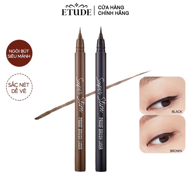 Bút Kẻ Mắt Nước Hàn Quốc Siêu Mảnh Etude Super Slim Proof Brush Liner 0.7g (hàng sắp về)