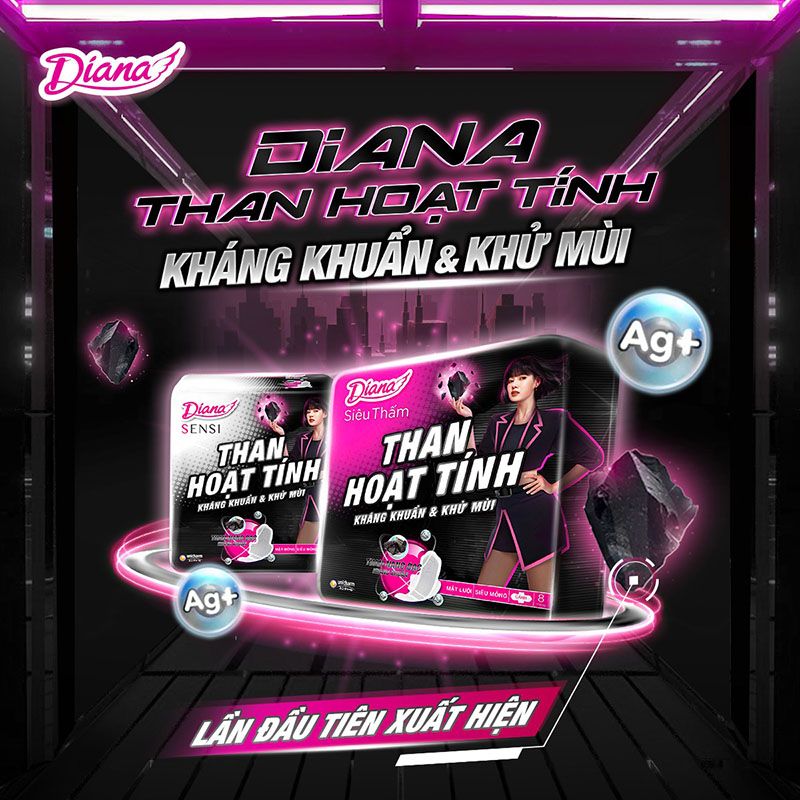 Băng Vệ Sinh Diana Than Hoạt Tính Siêu Mỏng Có Cánh (8 miếng) (Che tên sản phẩm khi giao hàng)