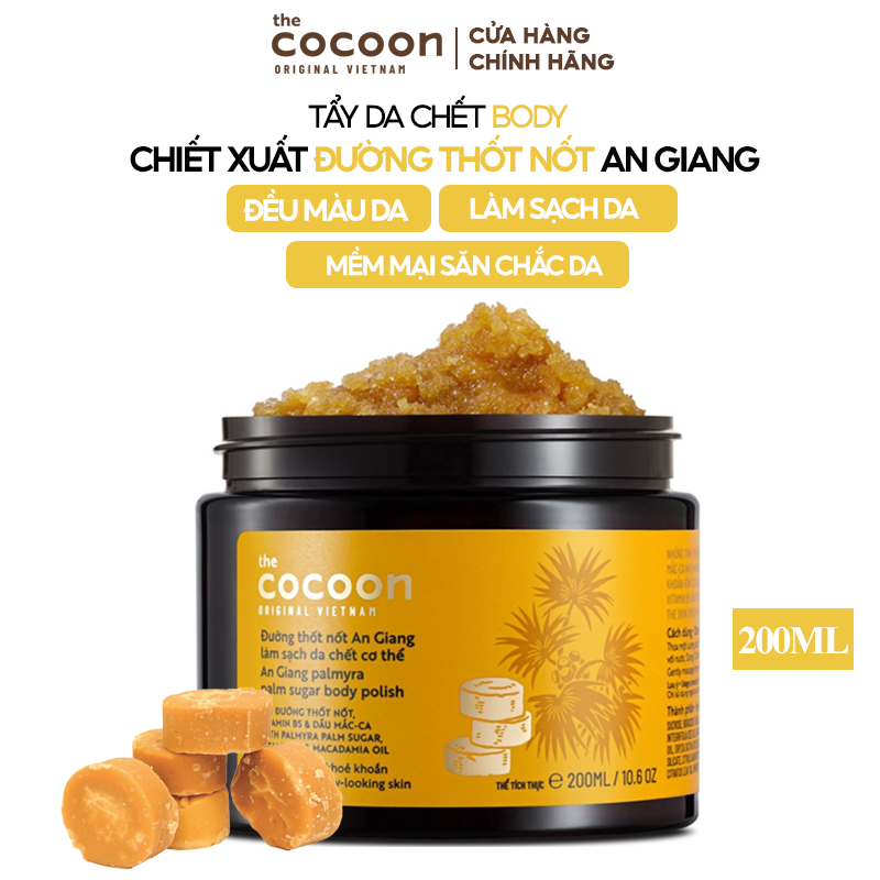 Tẩy Da Chết Cơ Thể Đường Thốt Nốt Giúp Đều Màu Da, Mềm Mịn Cocoon An Giang Palmyra Palm Sugar Body Polish 200ml